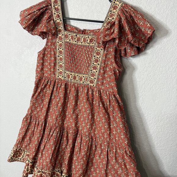 Sea New York Fernanda Tile Print Flutter Sleeve Dress XXS - Picture 3 of 10